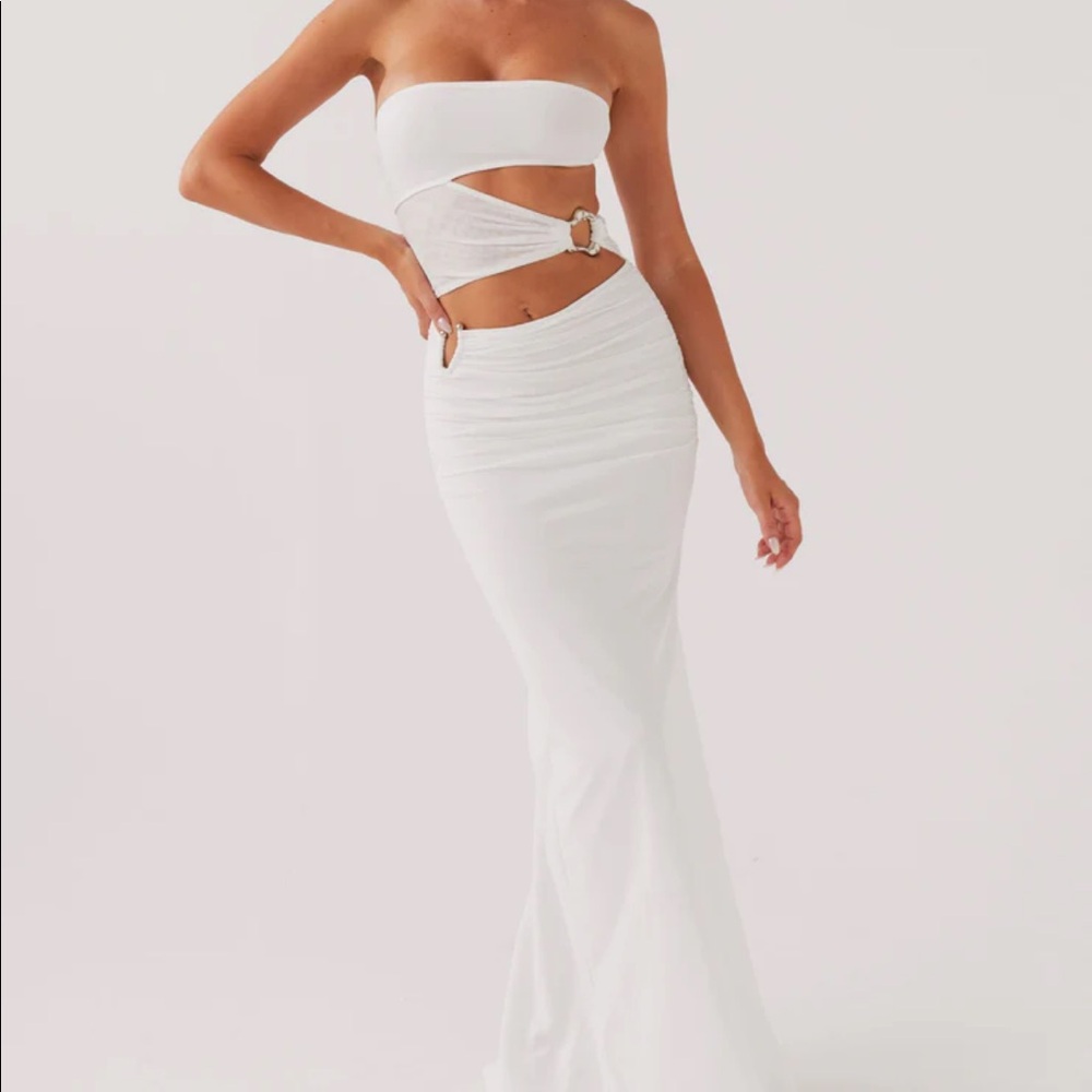 Peppermayo ‘into pieces’ mesh maxi dress